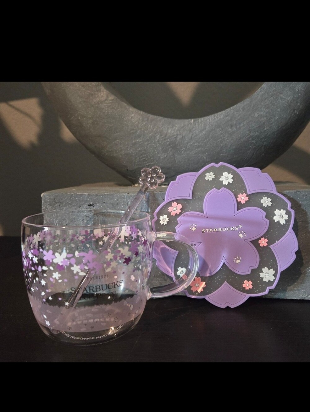 (LAST SET)Starbucks Sakura Color-changing 12 oz Glass Cup Set - Picture 3 of 7